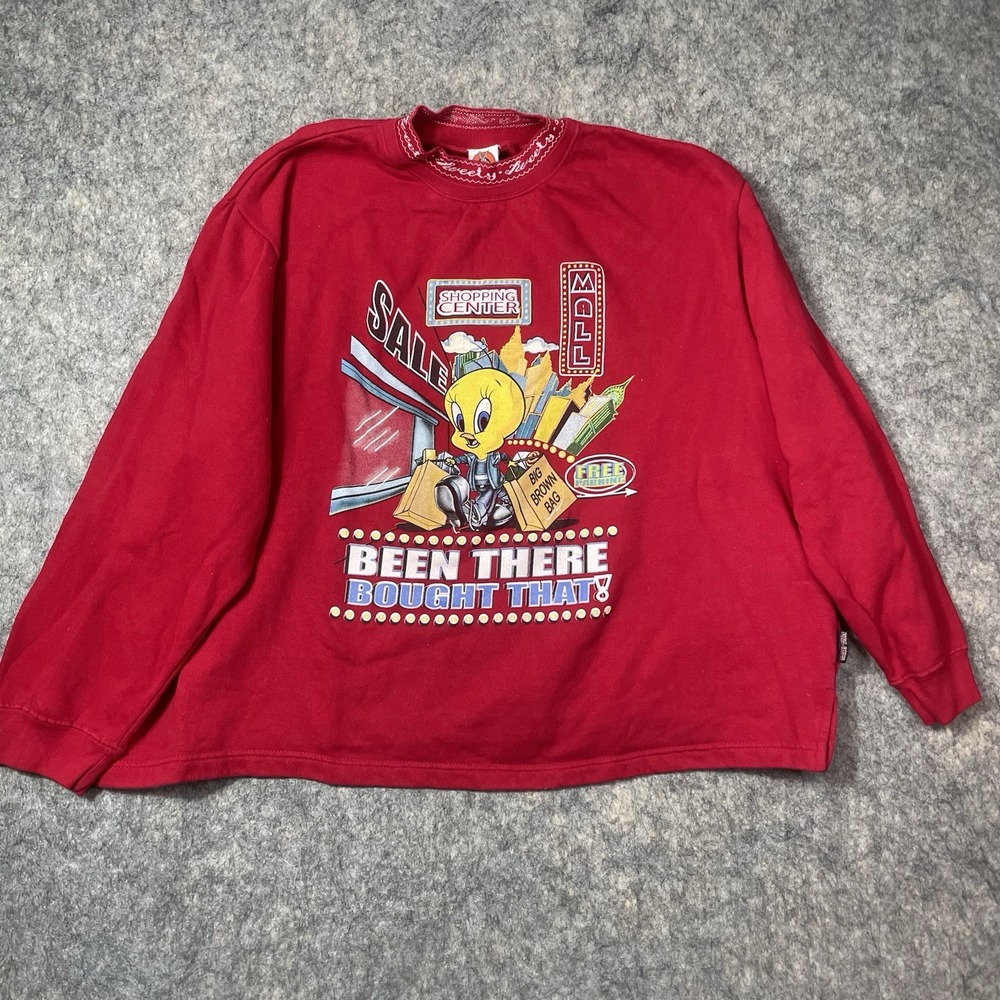 Vintage LOONEY TUNES Women's Red Sweatshirt Tweety Shopping best fit a XL